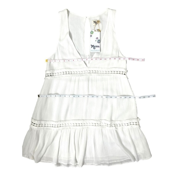 Show Me Your Mumu White Sleeveless Deep V Neck Dress - See Measurements - Picture 13 of 13